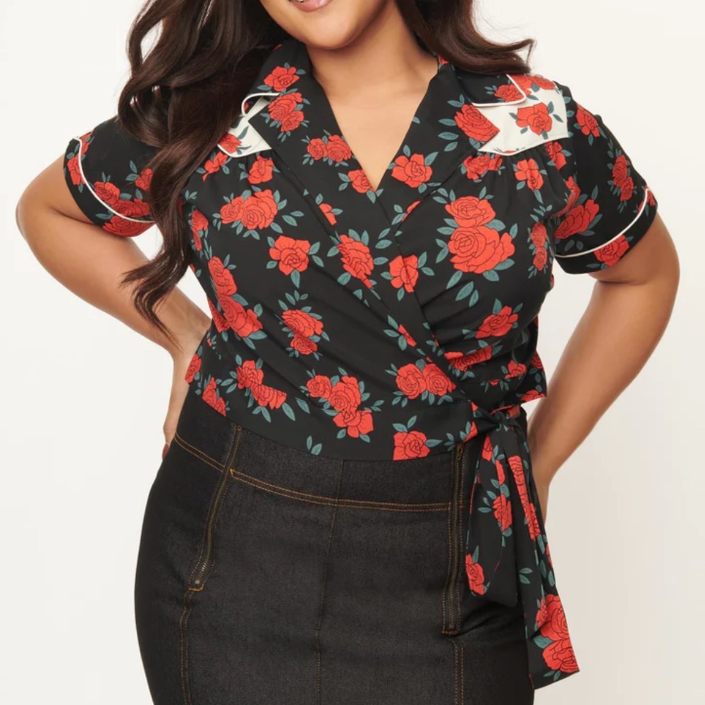 Unique Vintage western cropped wrap top